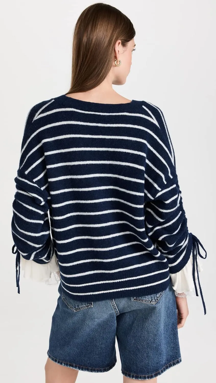 Cinq  Sept Women's Striped Atlas Cardigan
