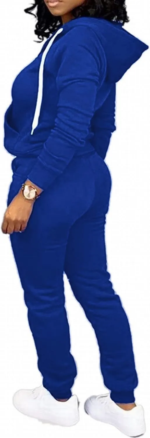 CLOCOR Track Suits for Women Set - Casual 2 Piece Outfits Sweatsuit Pocket Hoodies Long Sleeve with Patchwork Pants Set