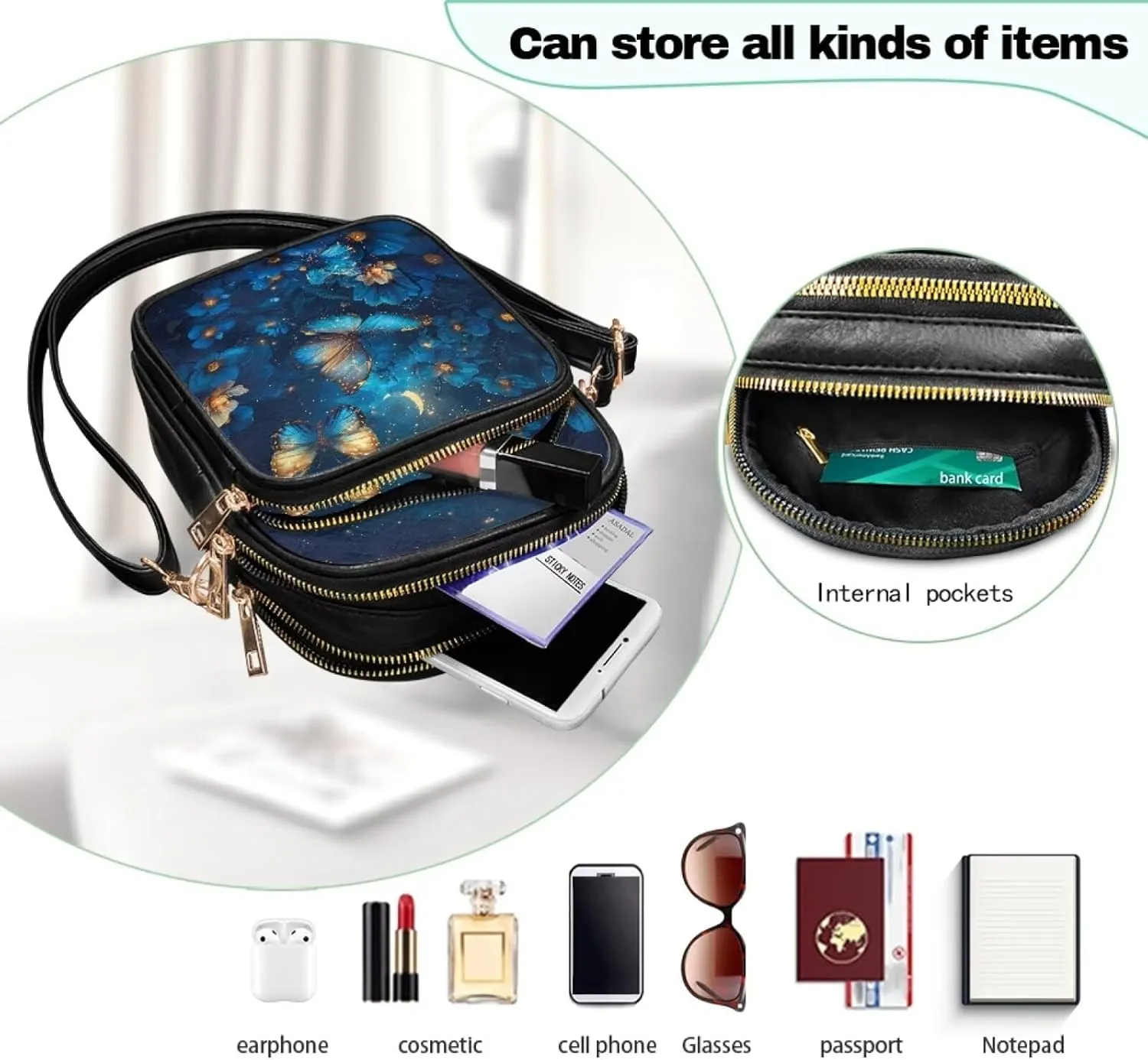 Coldinair Cross Body Purses Handbags Multi Pockets Cell Phone Purse for Women Ladies Small Crossbody Shoulder Bags