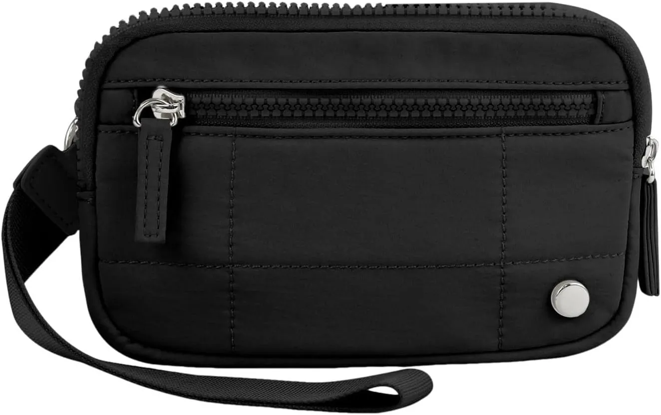 Convely Basic Wristlet, Wristlet Wallets for Women,Nylon Quilted Wallet, Small Wristlet Pouch with 3 Zipper