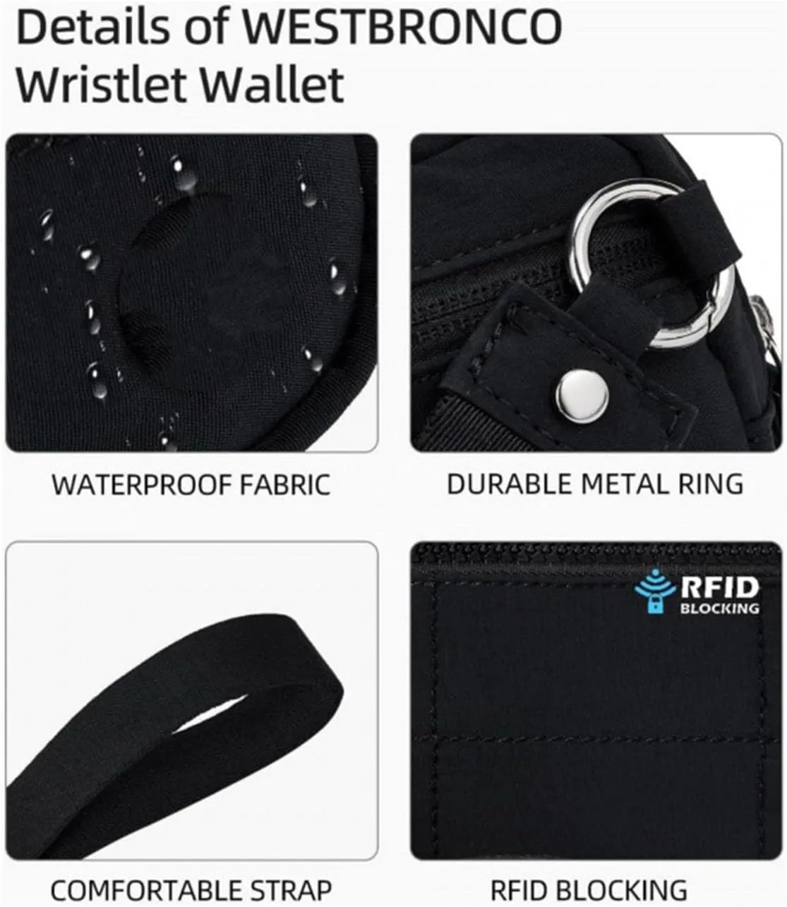 Convely Basic Wristlet, Wristlet Wallets for Women,Nylon Quilted Wallet, Small Wristlet Pouch with 3 Zipper