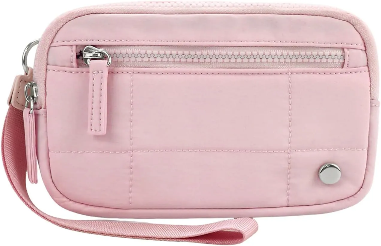Convely Basic Wristlet, Wristlet Wallets for Women,Nylon Quilted Wallet, Small Wristlet Pouch with 3 Zipper