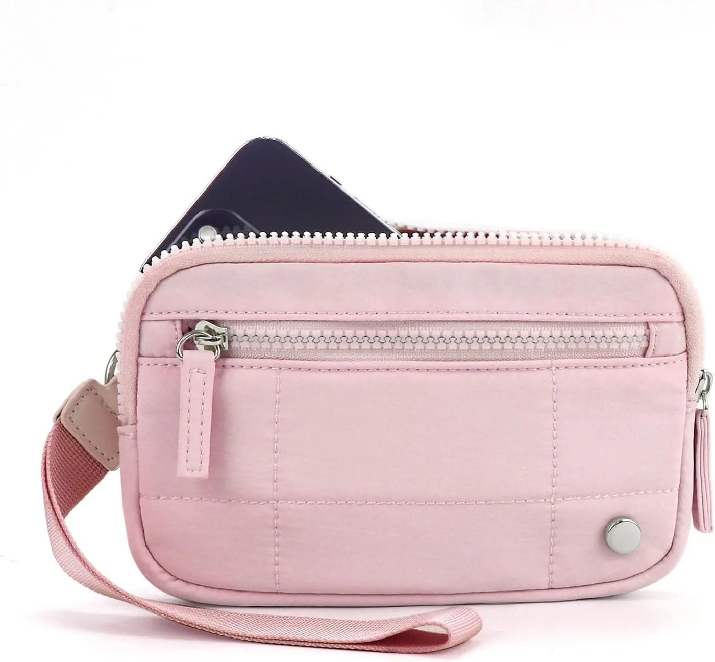 Convely Basic Wristlet, Wristlet Wallets for Women,Nylon Quilted Wallet, Small Wristlet Pouch with 3 Zipper