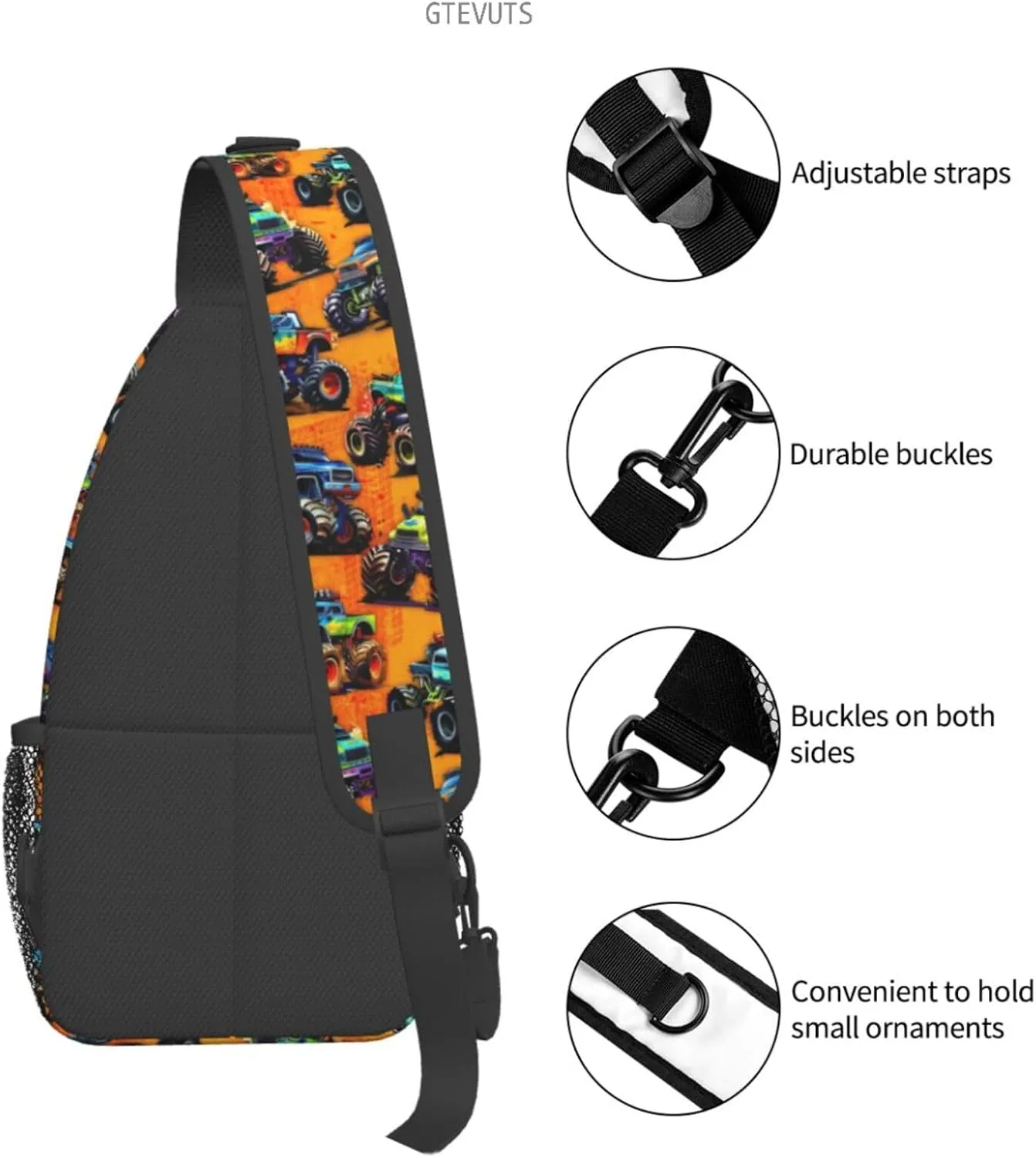 Cool Trucks Sling Backpack Chest Bag Crossbody Shoulder Bag Gym Cycling Travel Hiking Daypack For Men Women