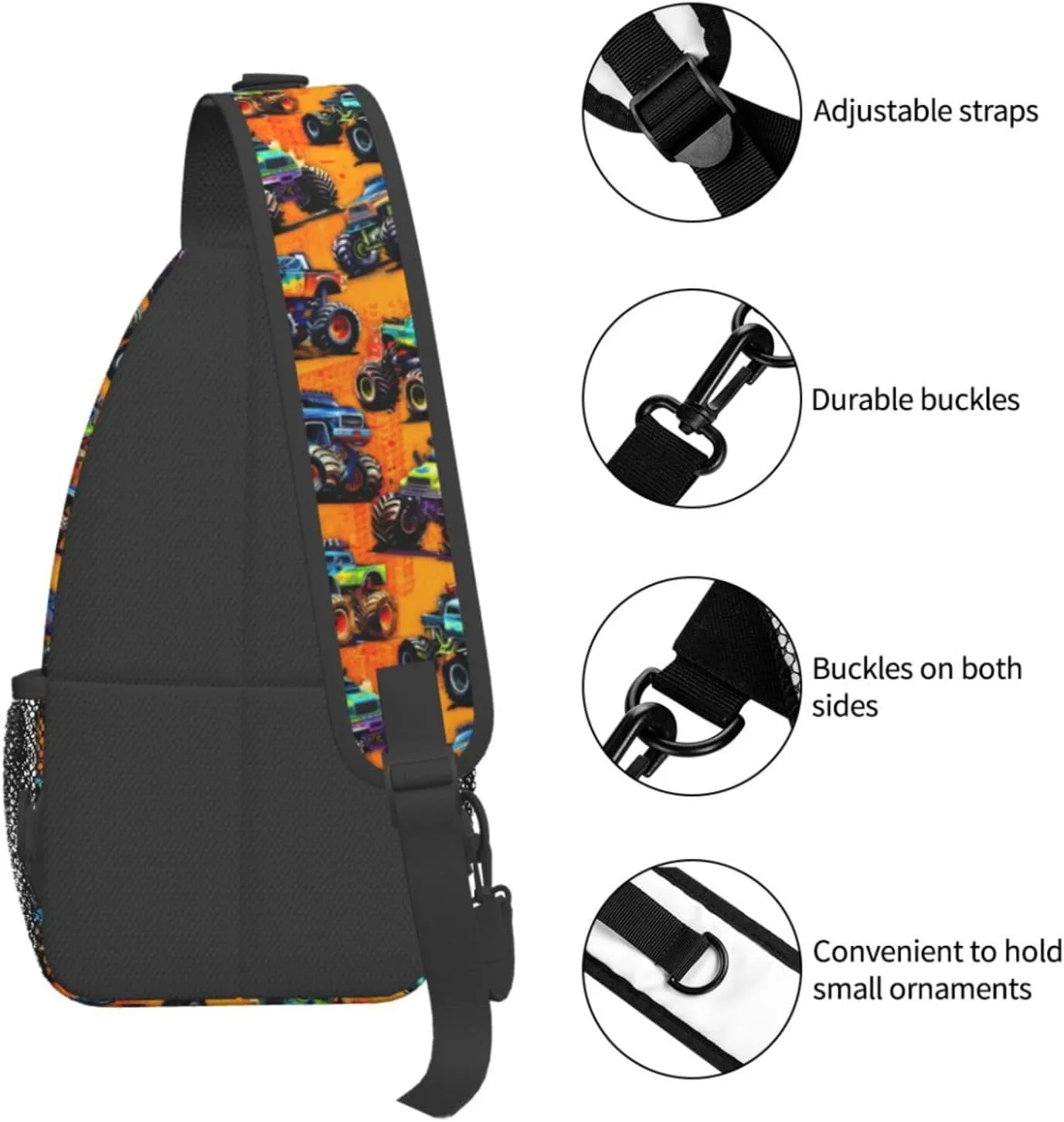 Cool Trucks Sling Backpack Chest Bag Crossbody Shoulder Bag Gym Cycling Travel Hiking Daypack For Men Women