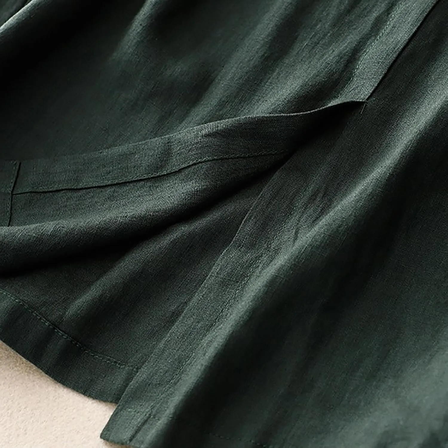 Cotton Linen Skirts for Women Summer Flowy Beach Skirt Casual Drawstring High Waist Button Slit A Line Midi Skirts