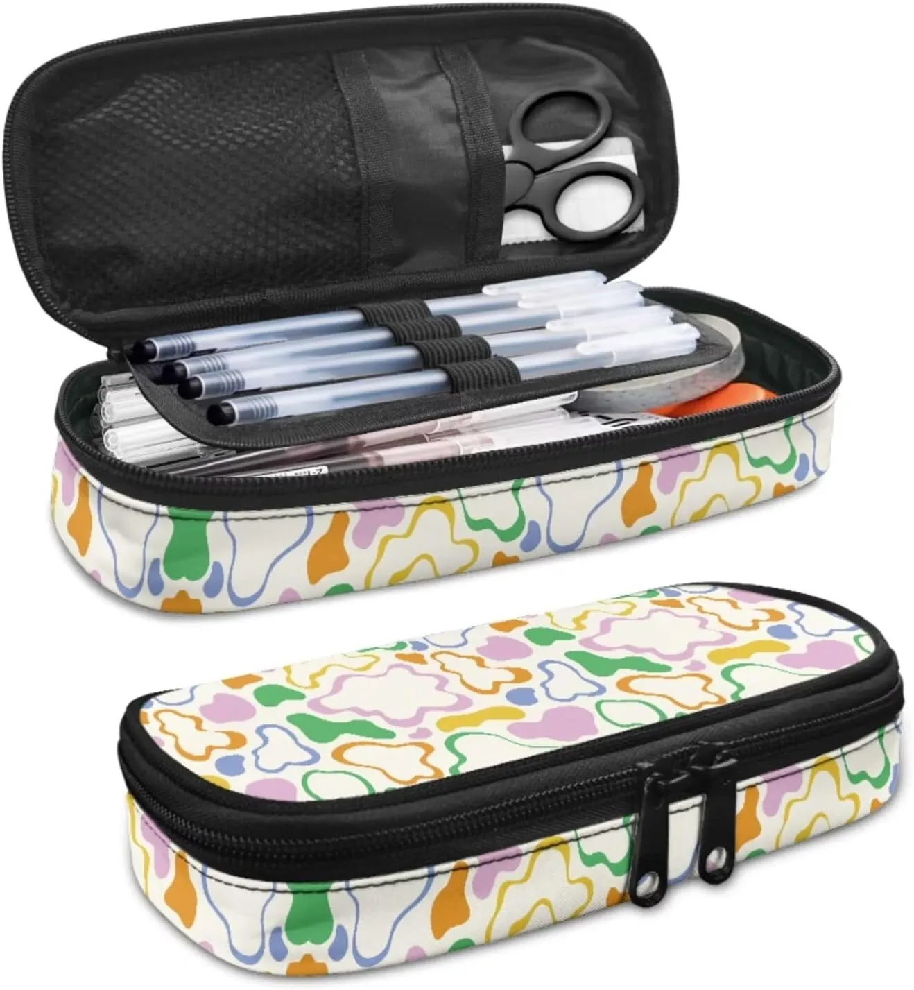 Cow Print School Backpack and Lunch Box Set for Boys 5-8 Kids Backpack Set Multi-pockets Portable Rucksack Thermal Reusable Meal Box Pencil Case for Students