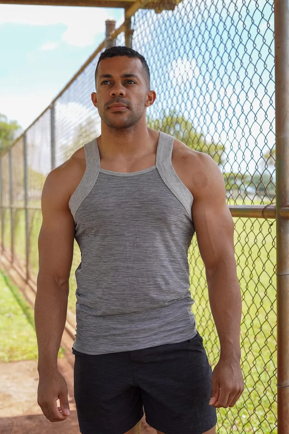 Different Touch Men's 3 Pack Dry Fit Square Cut Tank Tops