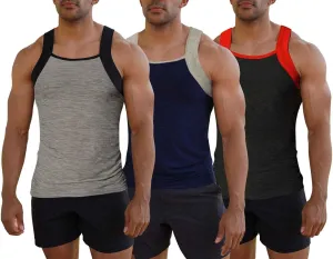 Different Touch Men's 3 Pack Dry Fit Square Cut Tank Tops
