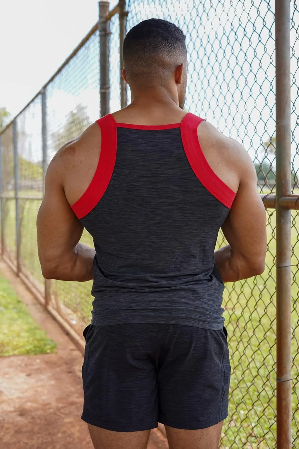 Different Touch Men's 3 Pack Dry Fit Square Cut Tank Tops