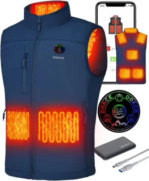 DOACE Heated Vest for Men and Women, Smart Electric Fleece Heated Vest with App Control, Battery Pack Included