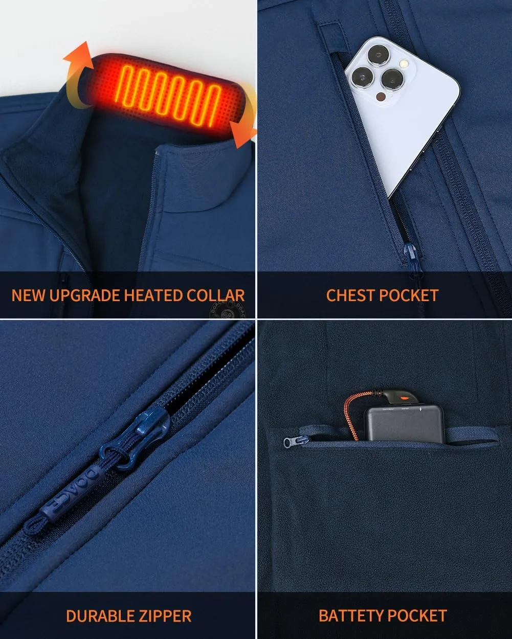 DOACE Heated Vest for Men and Women, Smart Electric Fleece Heated Vest with App Control, Battery Pack Included