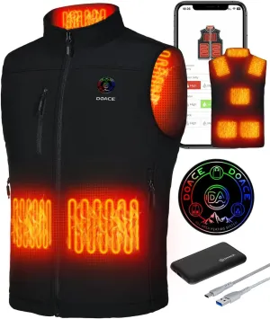 DOACE Heated Vest for Men and Women, Smart Electric Fleece Heated Vest with App Control, Battery Pack Included