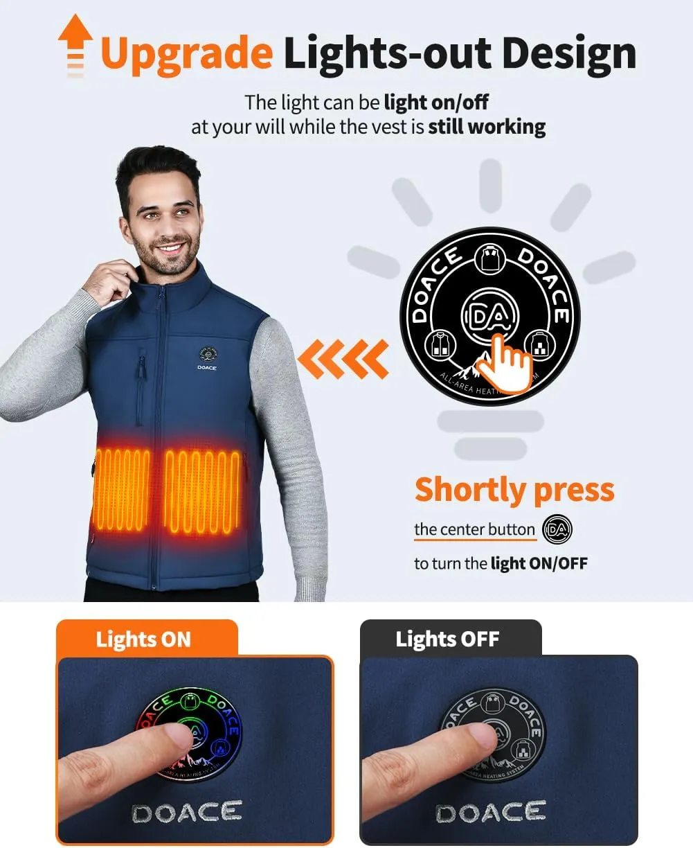 DOACE Heated Vest for Men and Women, Smart Electric Fleece Heated Vest with App Control, Battery Pack Included