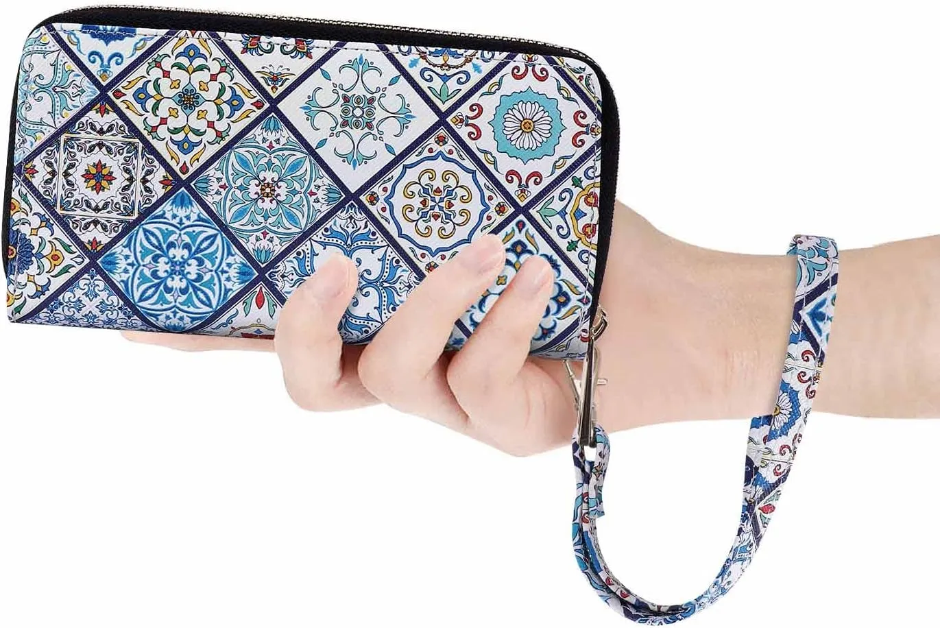 Double Zipper Wallet for Woman Clutch Purse with Cell Phone Holder for Smartphone/Card/Coin/Cash