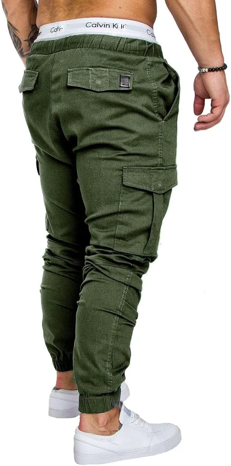 Dudubaby Plus Size Dress Pants for Mens Work Pants Casual Multi Pocket Trousers Sports Drawstring Trousers