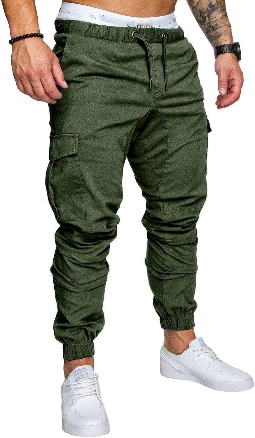 Dudubaby Plus Size Dress Pants for Mens Work Pants Casual Multi Pocket Trousers Sports Drawstring Trousers