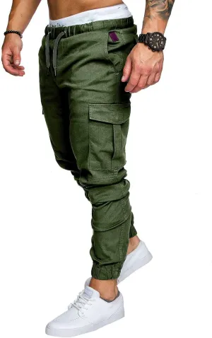 Dudubaby Plus Size Dress Pants for Mens Work Pants Casual Multi Pocket Trousers Sports Drawstring Trousers