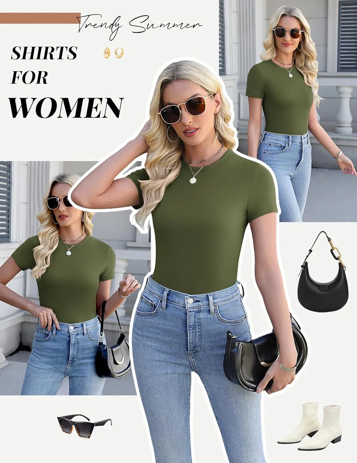 Ekouaer Womens Basic Tee Shirts 3 Pack Short Sleeve Crew Neck Thermal Underwear Tops Base Layer