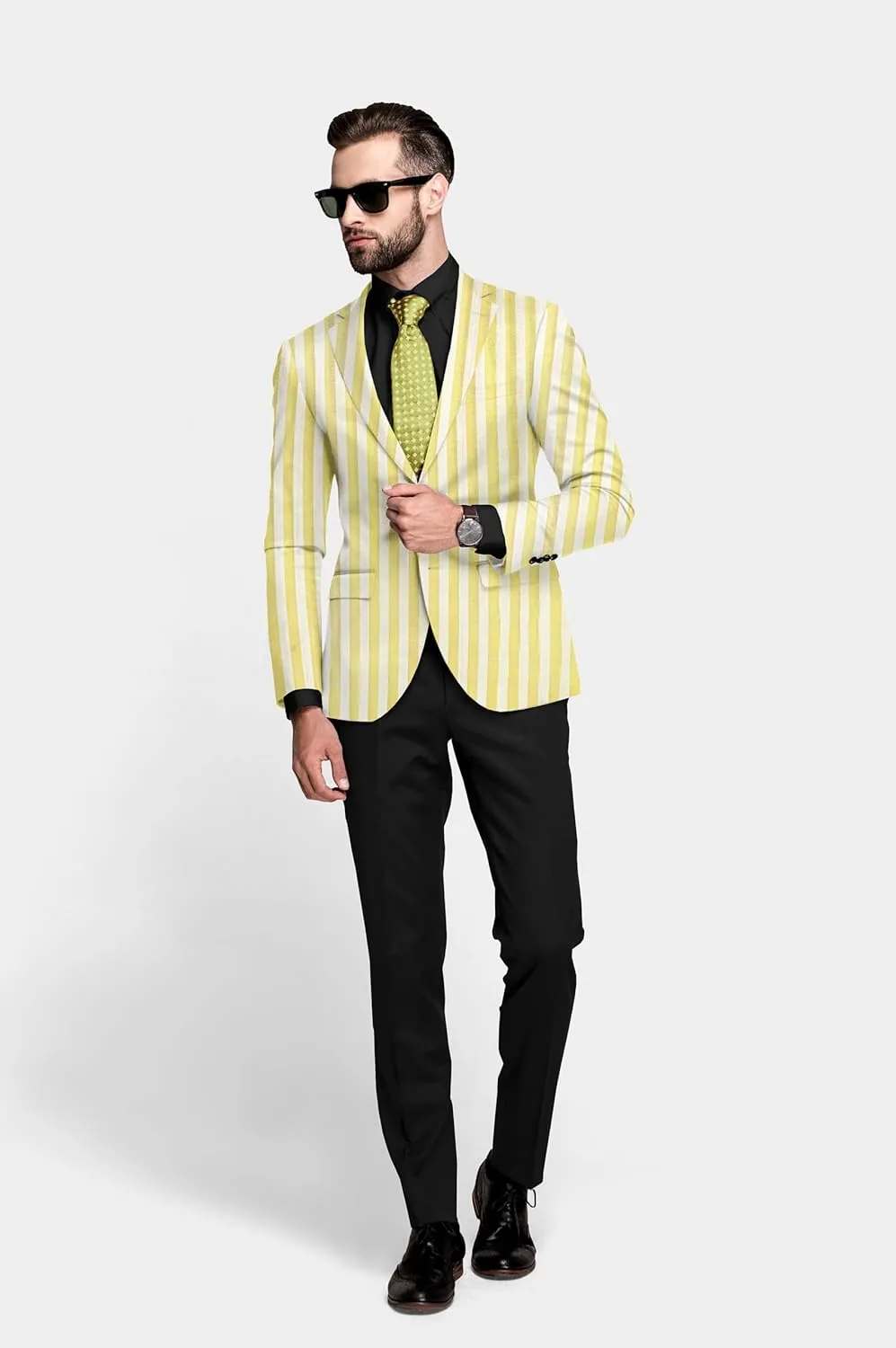 Elina fashion Men's Terry Rayon Spread Collar Jacket Suit Blazer for Christmas Party