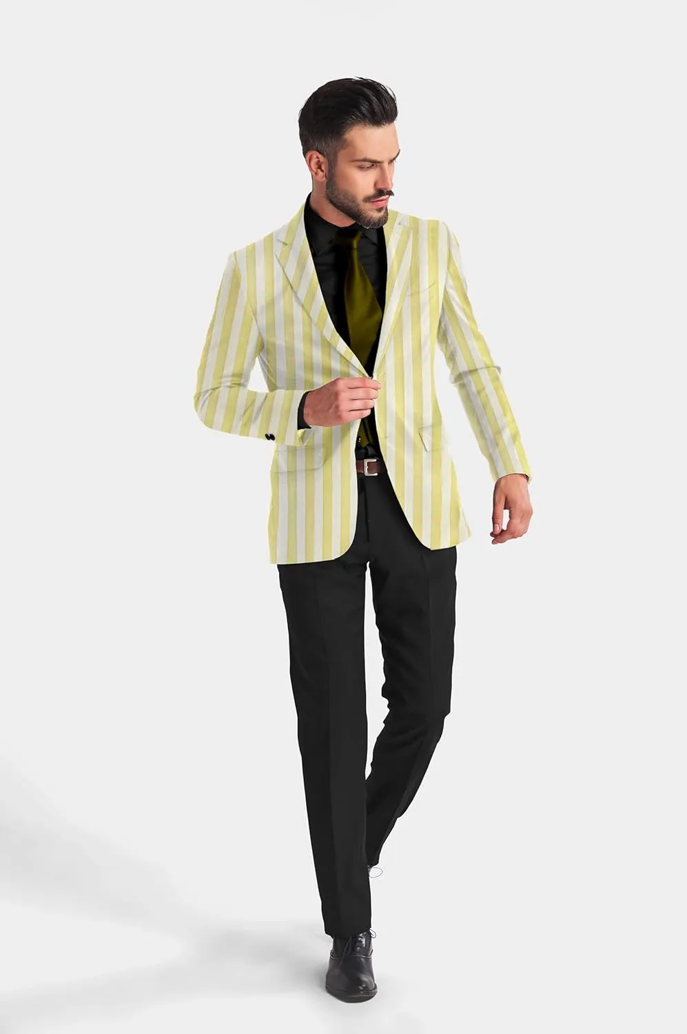 Elina fashion Men's Terry Rayon Spread Collar Jacket Suit Blazer for Christmas Party