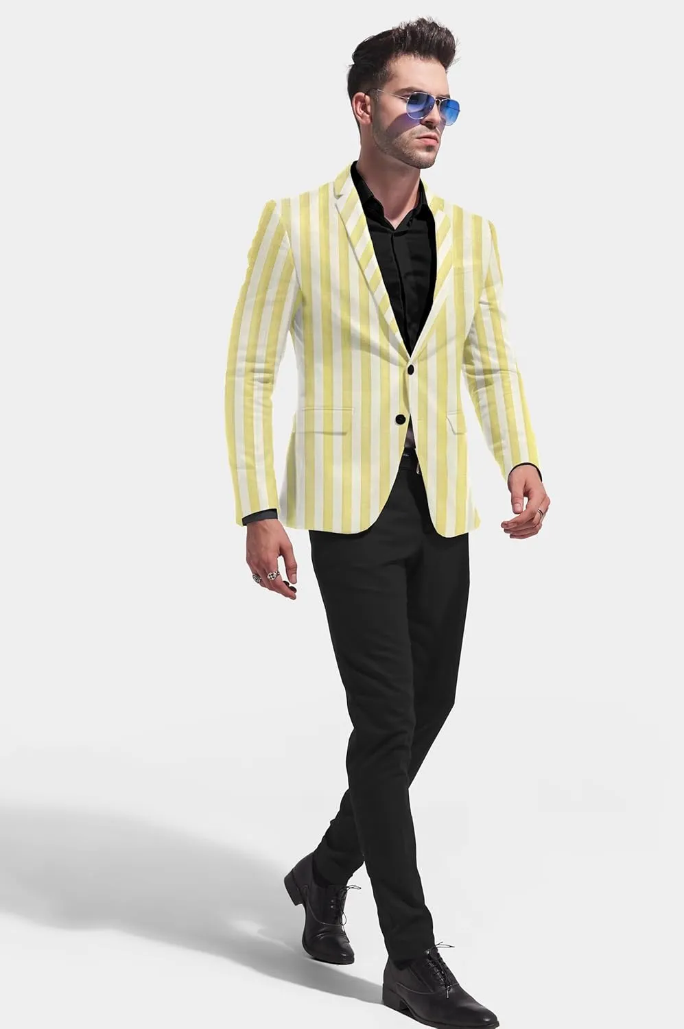Elina fashion Men's Terry Rayon Spread Collar Jacket Suit Blazer for Christmas Party