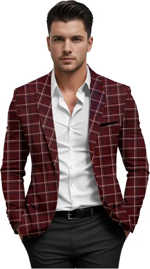 Elina fashion Men's Terry Rayon Spread Collar Jacket Suit Blazer for Christmas, Wedding Festival