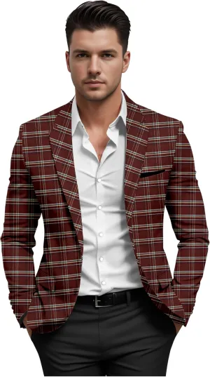 Elina fashion Men's Terry Rayon Spread Collar Jacket Suit Blazer for Christmas, Wedding Festival