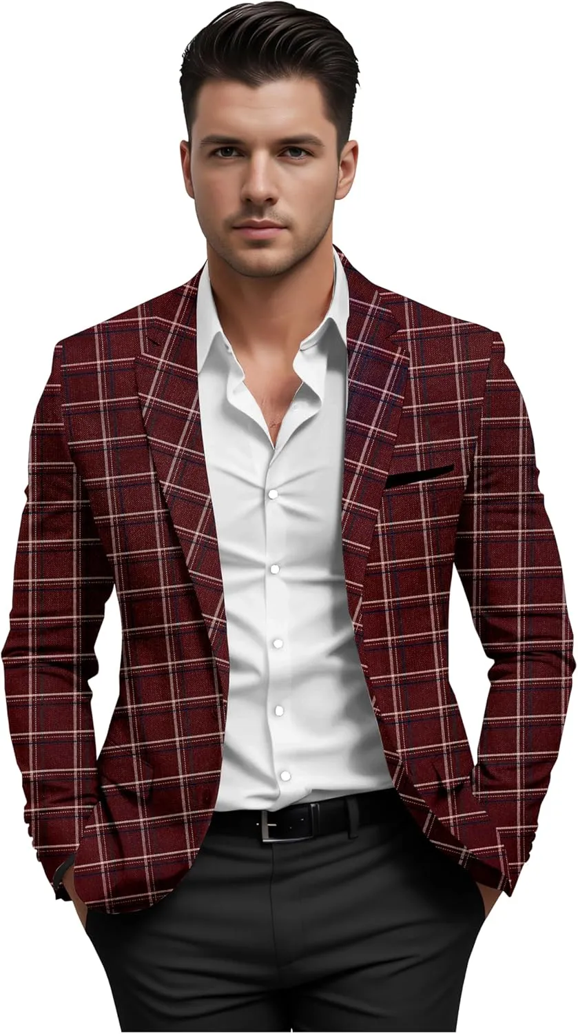 Elina fashion Men's Terry Rayon Spread Collar Jacket Suit Blazer for Christmas, Wedding Festival