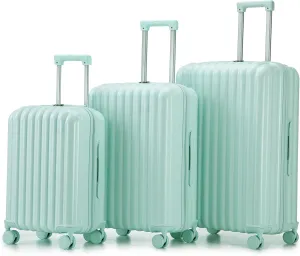 espidoo ABS Spinner Wheel Luggage: 20/24/28 Inch Carry On Suitcase with USB Port & Cup Holder - 360 Silent Wheels & Retractable Handle for Travel - Mint Green Durable Waterproof Hard Shell