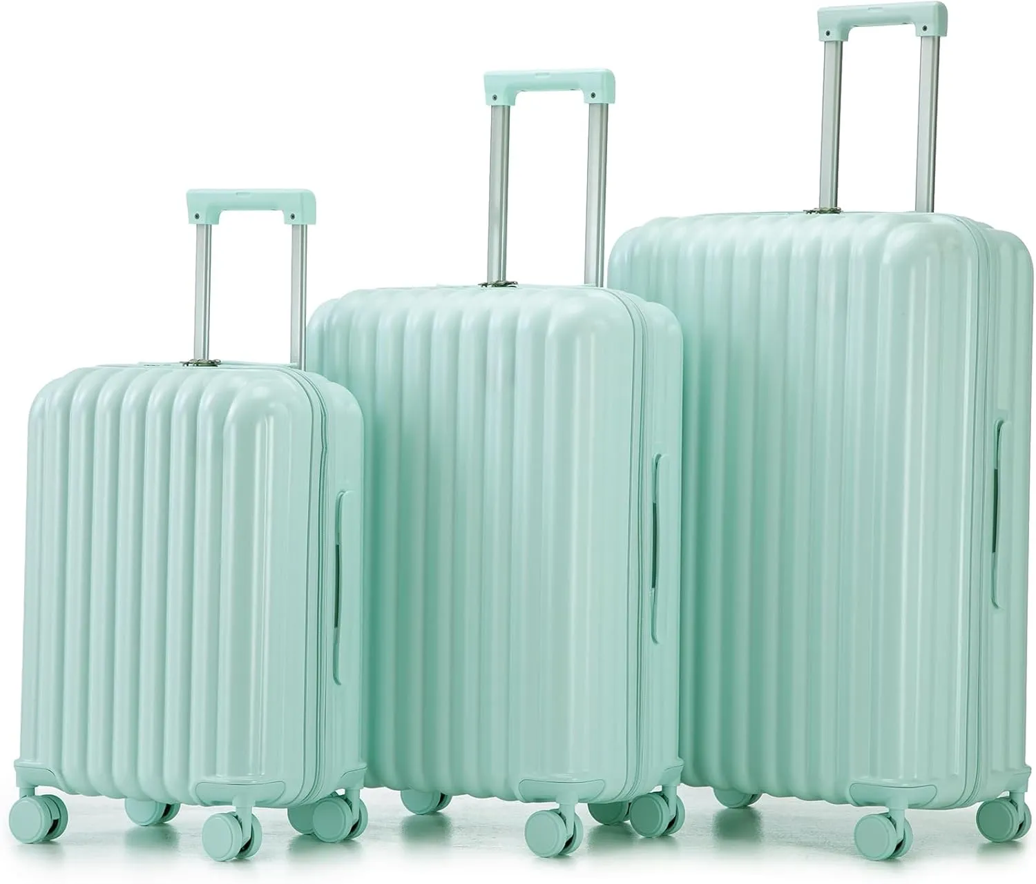 espidoo ABS Spinner Wheel Luggage: 20/24/28 Inch Carry On Suitcase with USB Port & Cup Holder - 360 Silent Wheels & Retractable Handle for Travel - Mint Green Durable Waterproof Hard Shell