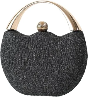 Evening Clutch Bag for Women Pleated Round Hard Shell Handbag Lady Party Wedding Clutch Purse Formal Designer