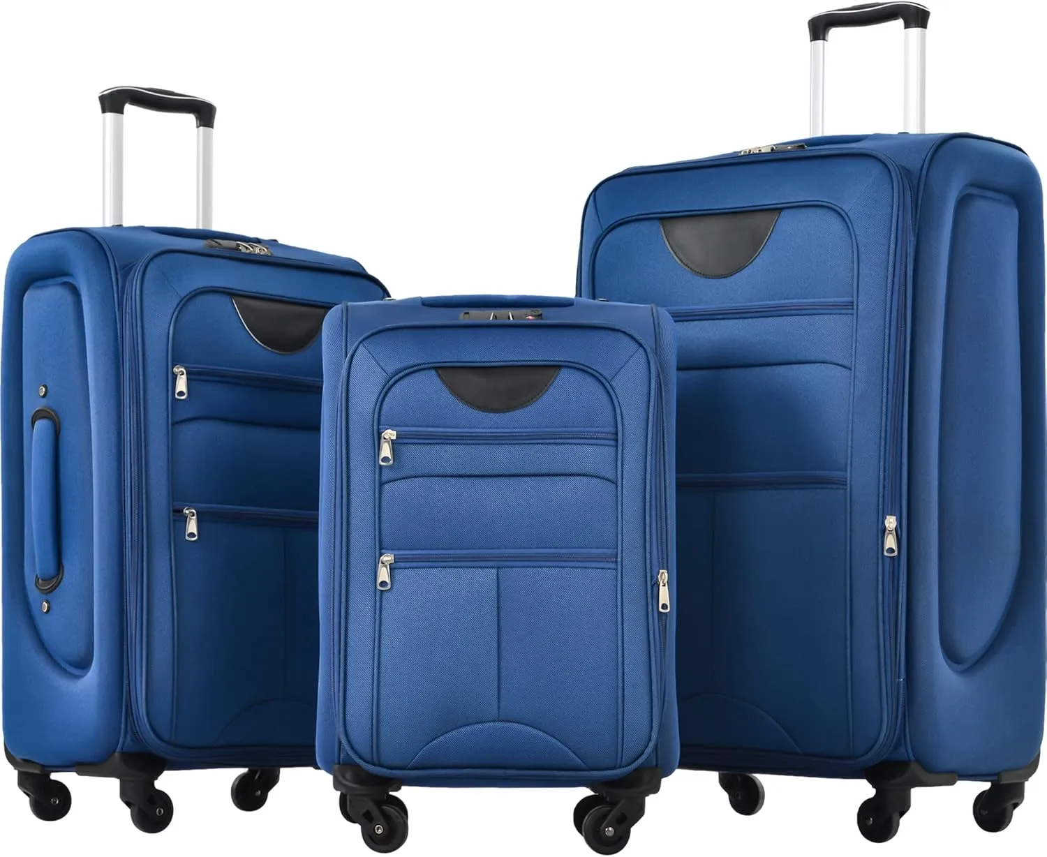 Expandable 3-Piece Softside Luggage Set with Spinner Wheels, TSA Lock, Multiple Compartments, Lightweight Travel Set, Blue