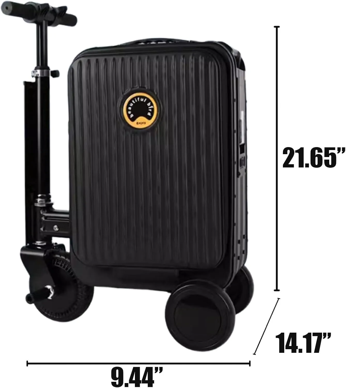 Expandable Smart Luggage,Rideable Suitcase Electric Luggage Riding Mode & Pulling Mode TSA Lock Solid Wheels Removable Battery PC ABS Durable 21 Inch Travel Suitcase Luggage,Checked (threaded black)