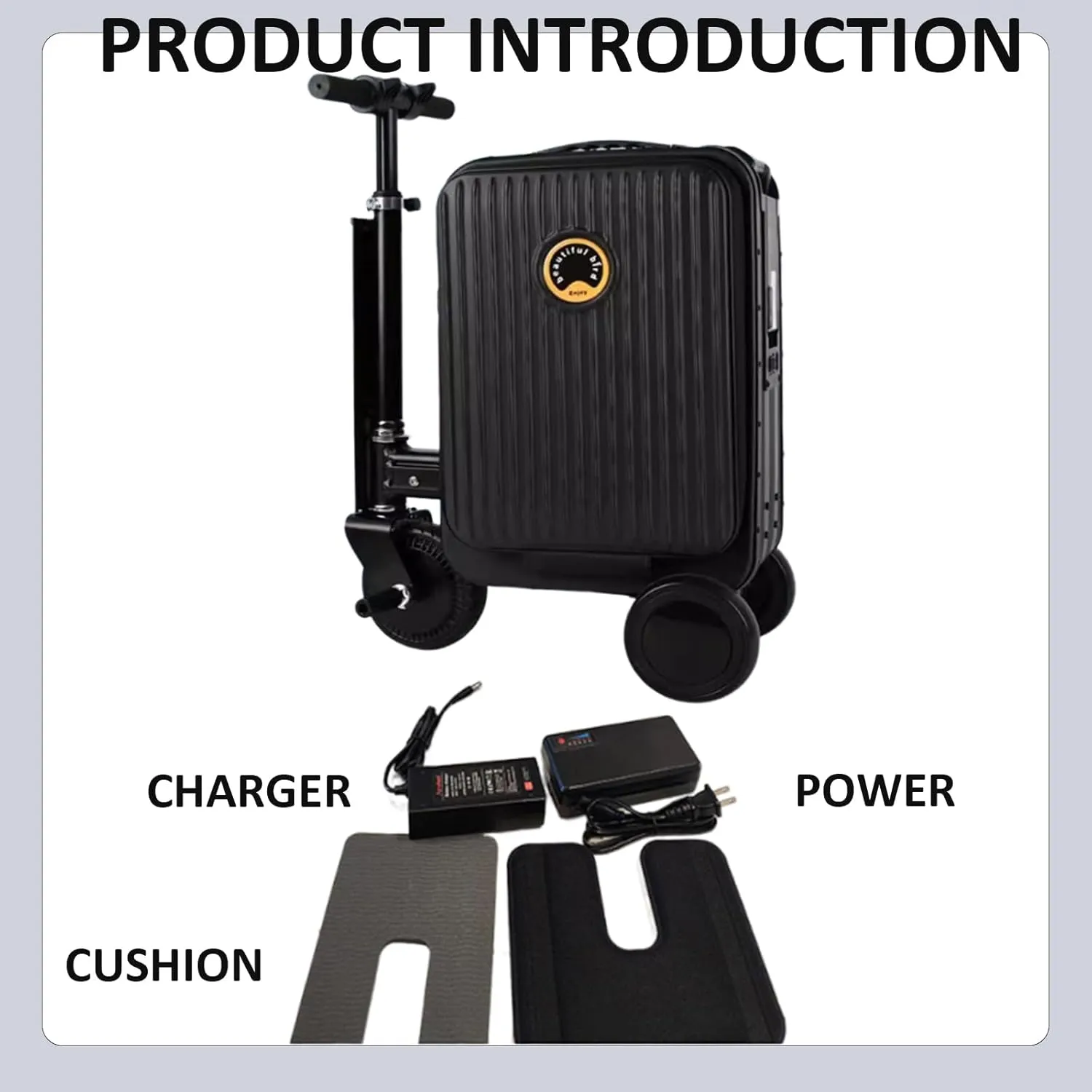 Expandable Smart Luggage,Rideable Suitcase Electric Luggage Riding Mode & Pulling Mode TSA Lock Solid Wheels Removable Battery PC ABS Durable 21 Inch Travel Suitcase Luggage,Checked (threaded black)