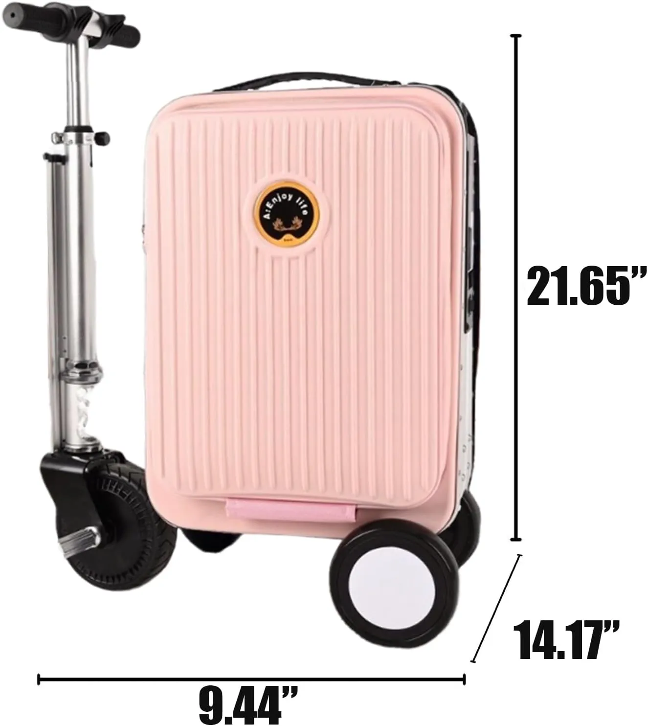 Expandable Smart Luggage,Rideable Suitcase Electric Luggage Riding Mode & Pulling Mode TSA Lock Solid Wheels Removable Battery PC ABS Durable 21 Inch Travel Suitcase Luggage,Checked (threaded pink)