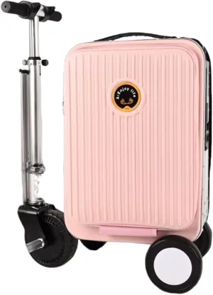 Expandable Smart Luggage,Rideable Suitcase Electric Luggage Riding Mode & Pulling Mode TSA Lock Solid Wheels Removable Battery PC ABS Durable 21 Inch Travel Suitcase Luggage,Checked (threaded pink)