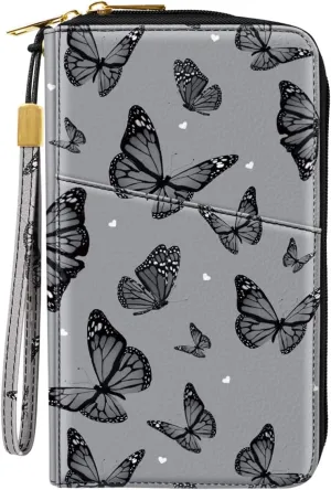 Family Passport Holder Wallet RFID Blocking Document Organizer PU Leather Mulit-purpose Travel Wallet Credit Cards Case for Women Men, Butterflies