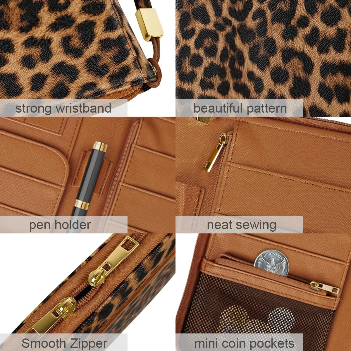 Family Passport Holder Wallet RFID Blocking Document Organizer PU Leather Mulit-purpose Travel Wallet Credit Cards Case for Women Men, Leopard