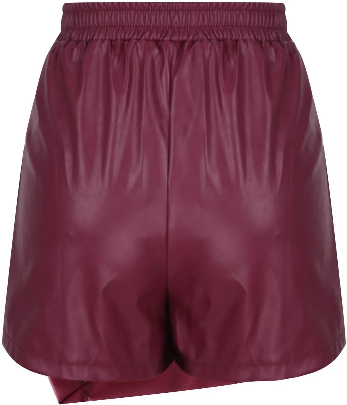 Faux Leather Skirts for Women Casual High Waisted PU Leather Skorts Summer Elastic Waist Ruched Wrap Skorts Skirts