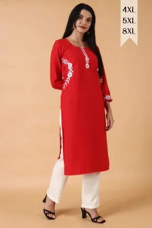Fiery Tomato Woollen Kurta Set