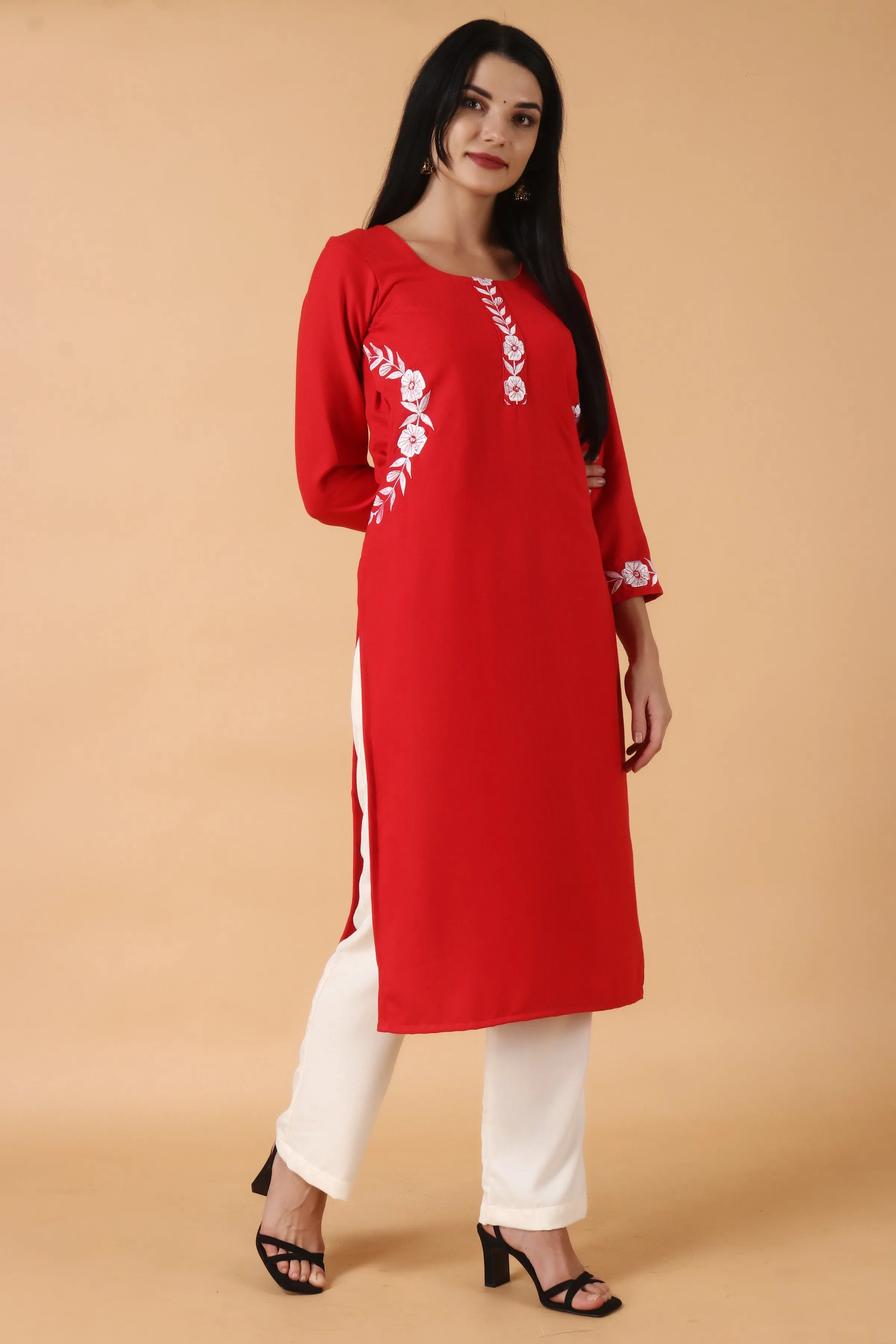 Fiery Tomato Woollen Kurta Set