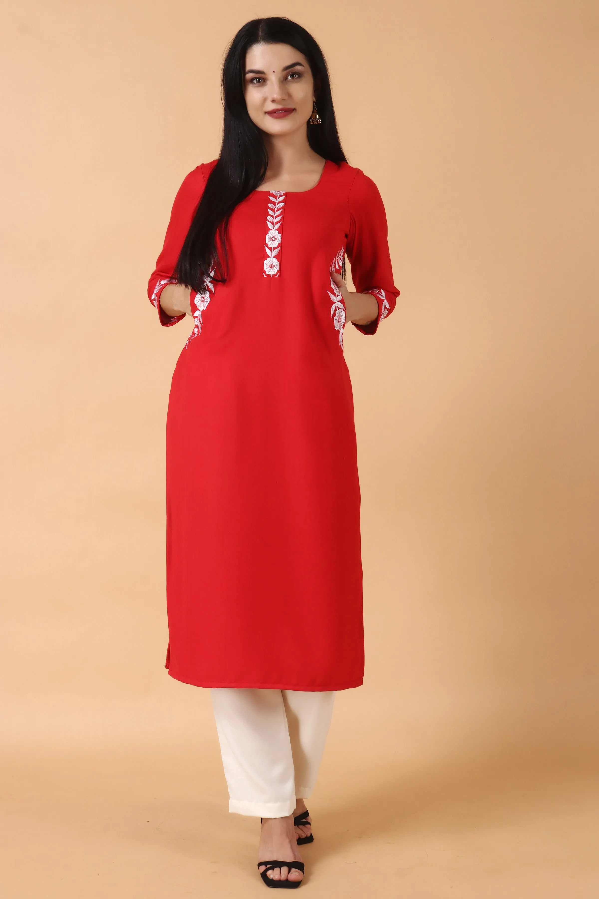 Fiery Tomato Woollen Kurta Set
