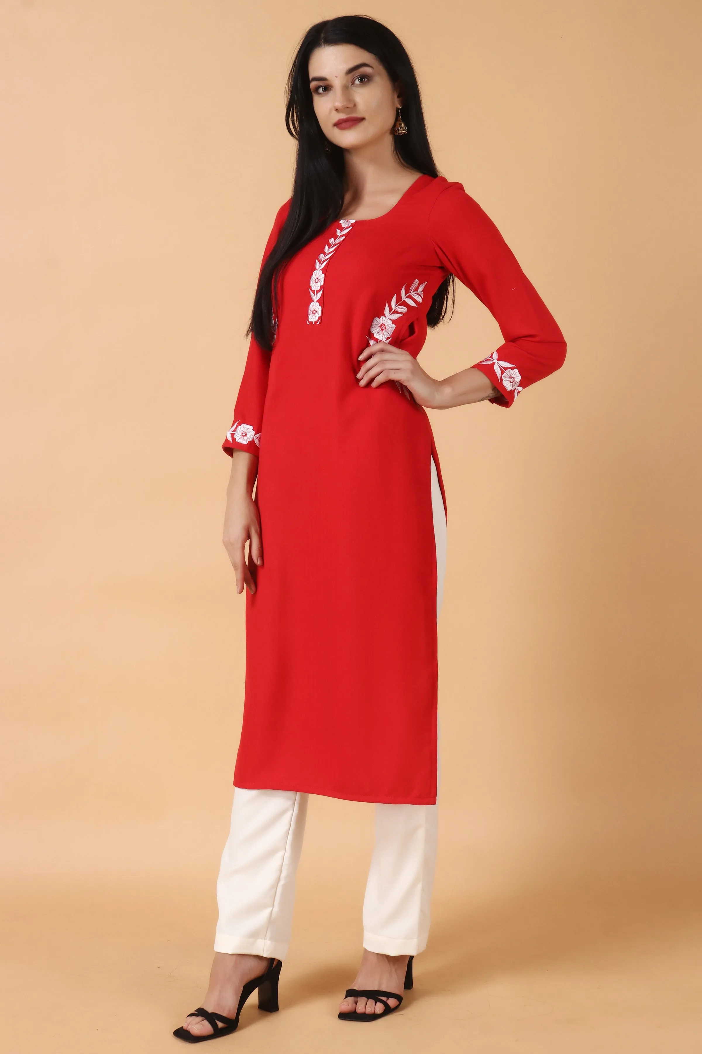 Fiery Tomato Woollen Kurta Set