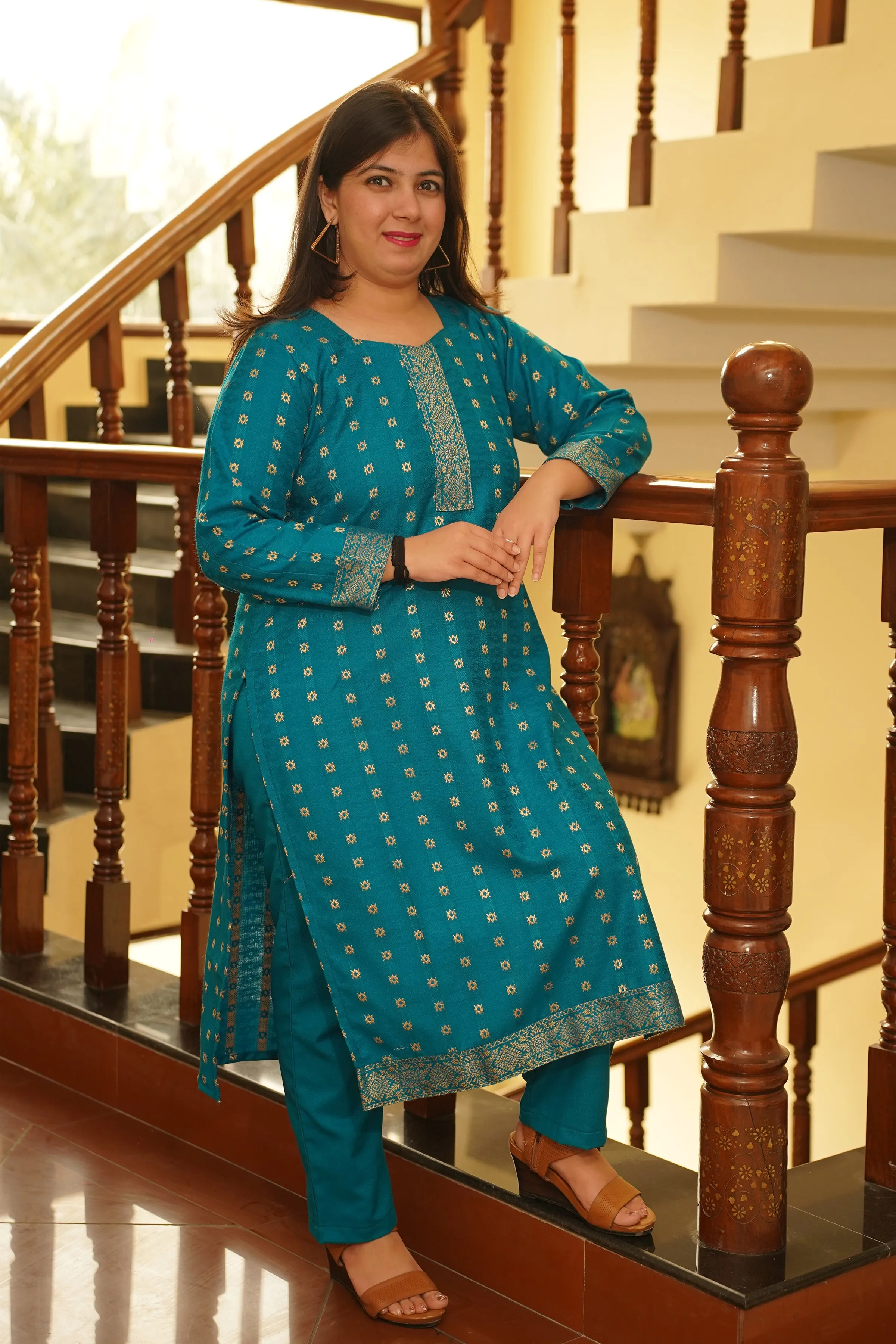 Firozi Blaze Woollen Kurta Set
