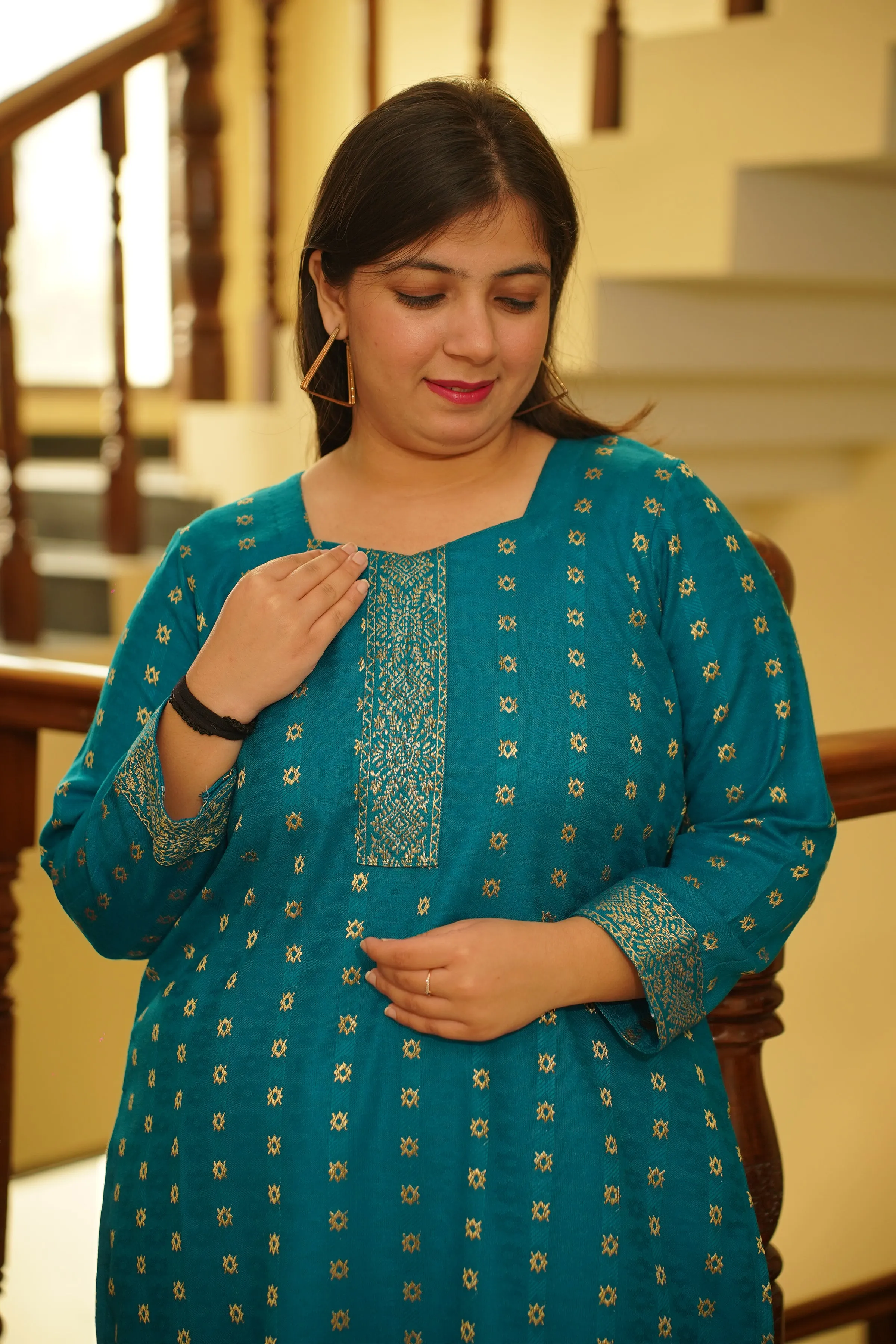 Firozi Blaze Woollen Kurta Set