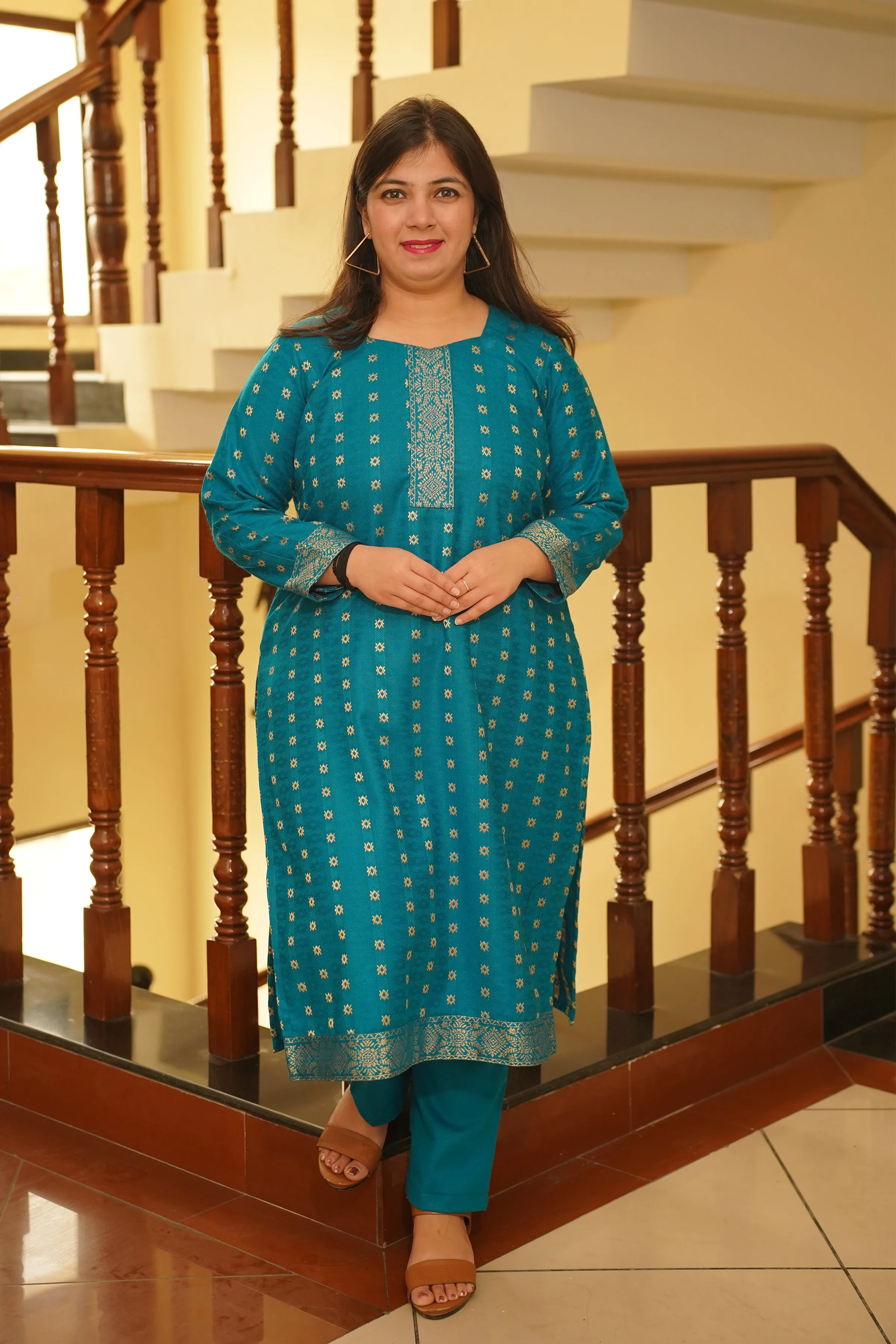 Firozi Blaze Woollen Kurta Set