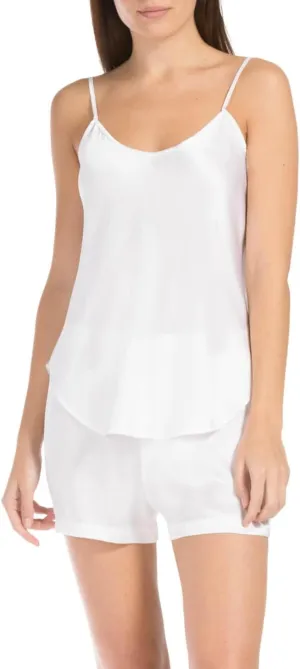 Fishers Finery Women's 100% Mulberry Silk Cami Boxer Pajama Set - IMPROVED FIT