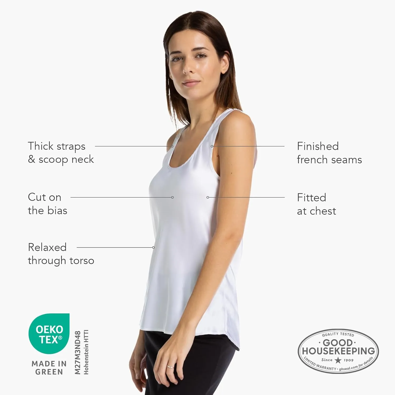 Fishers Finery Women's 100% Pure Mulberry Silk Sleeveless Camisole; Crew Neck