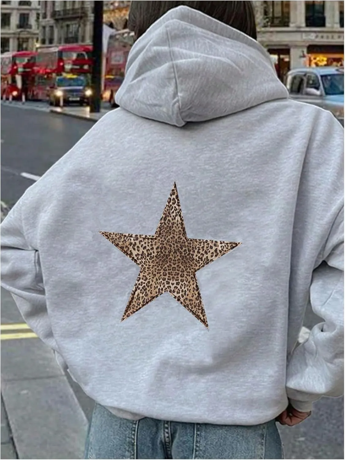 Floerns Girls Heart Graphic Print Long Sleeve Hooded Sweatshirt Pullover Tops
